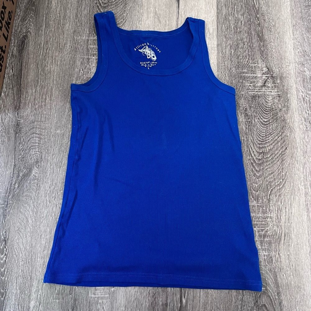 Allison Brittney Tank Top Blue Women Size Large Scoop Neck